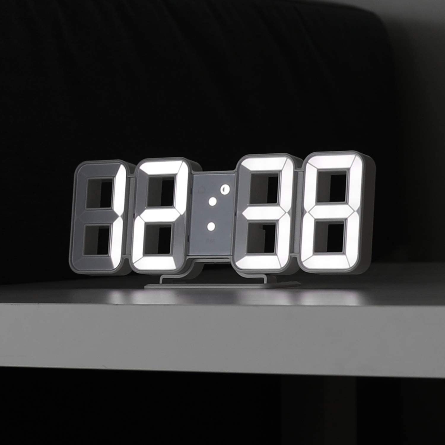 Pure Mini White 3D LED Clock, Multi-Function LED Clock (Calendar, Alarm, Temperature)