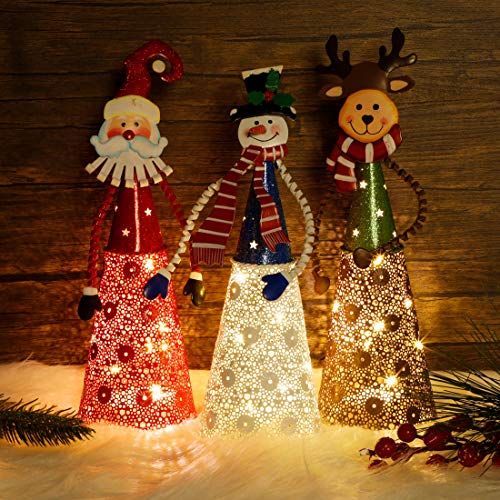 Set of 3 Lighting Santa Snowman Reindeer Christmas Decoration