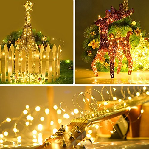 Twinkle Star 200 LED 66 FT Copper String Lights Fairy String Lights 8 Modes LED Lights USB Powered with Remote Control