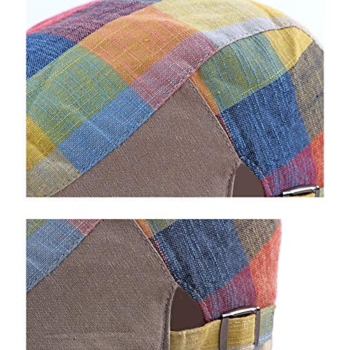 Men Adjustable Colorful Striped Plaid Ivy Newsboy Cabbie Gatsby Cotton Caps