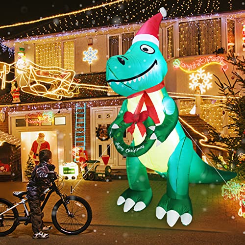 10 Ft  Christmas Inflatables Dinosaur w/ LEDs