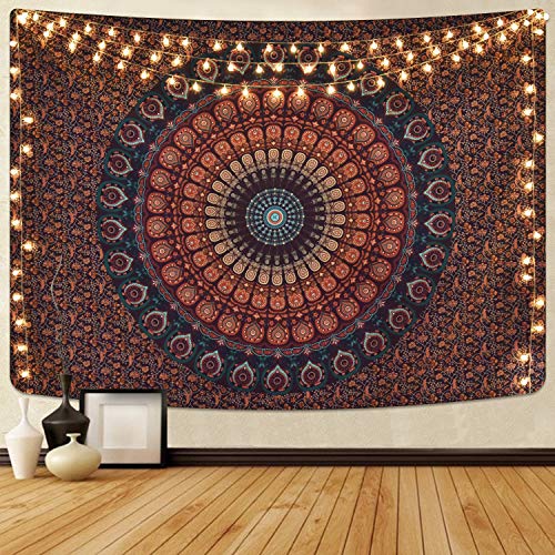 Bohemian Mandala Psychedelic Peacock Boho Tapestry