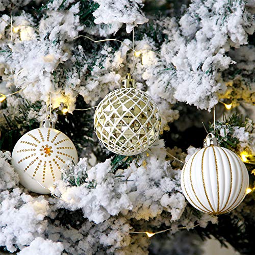 30PCS Christmas Balls Ornaments,60MM Gold & White