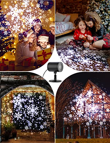 Christmas Projector Lights Outdoor, Snowflake Projector Lights Waterproof Rotating Snowfall LED Christmas Lights