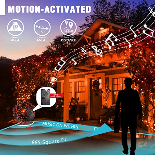 82 FT 200 LED Halloween String Lights & Spooky Music Motion Sensor