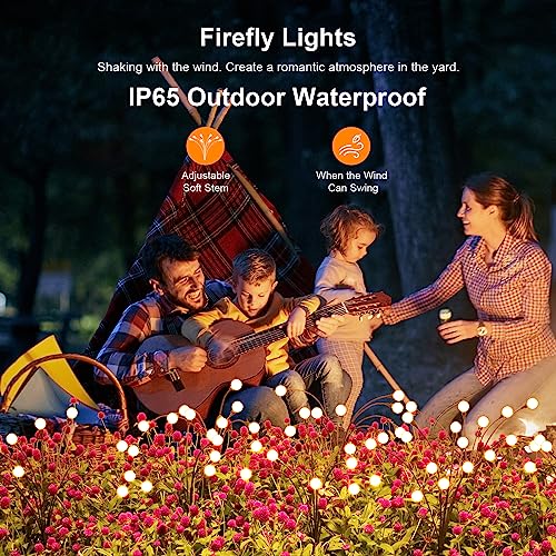 New Generation Bigger Waterproof Solar Outdoor Swaying Solar Garden Lights Firefly Lights for Patio Pathway Outdoor Decor Warm White