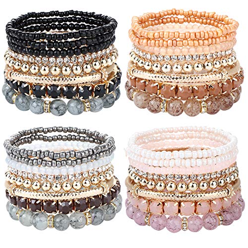 4 Sets Multilayer Stackable BOHO Bracelets for Women