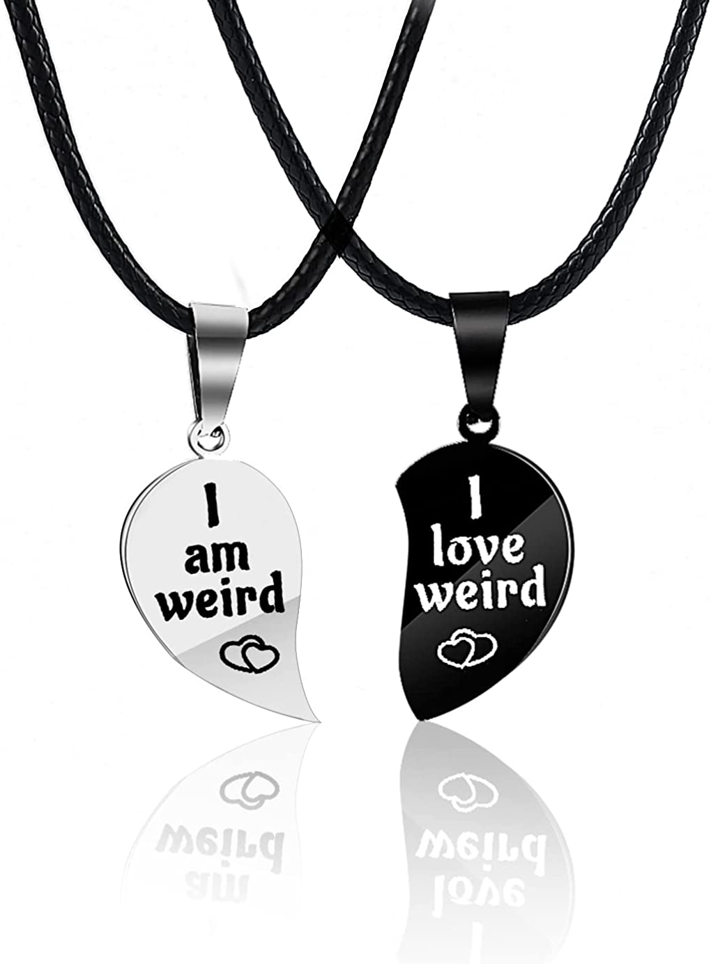 I Love Weird Broken Heart Puzzle Couple Friendship Necklace Set of 2 Best for Valentines Day Gift