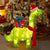 Lighted Christmas Green Dinosaur w/ Gift Box Decoration