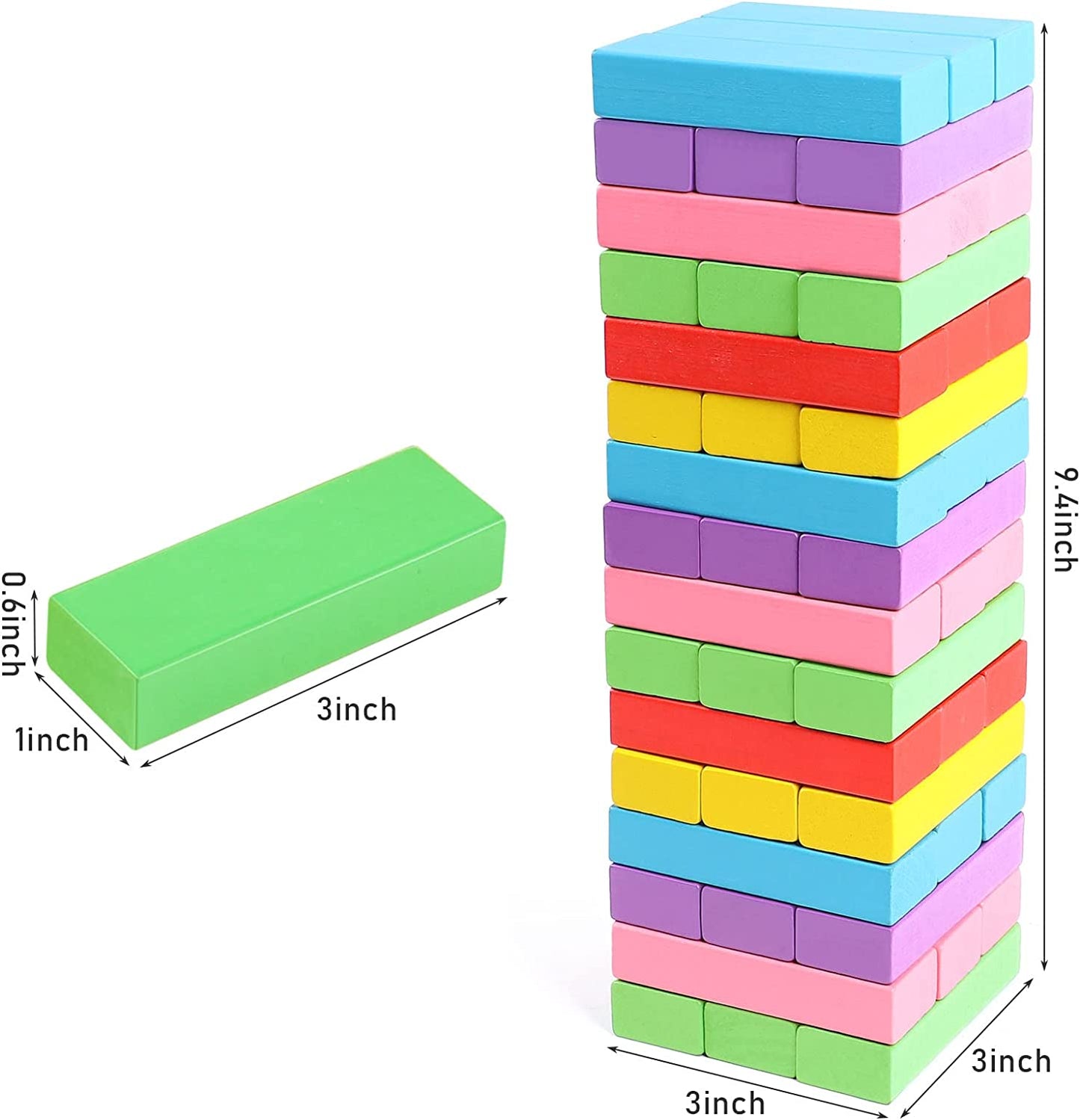 Wooden Stacking Board Games Building Blocks for Kids Boys Girls- 48 Pieces