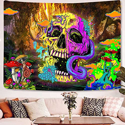 Skull Witchy Tapestry Trippy Mushroom Tapestry Wall Hanging