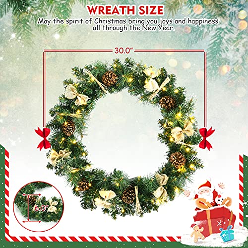 30” Pre-lit Christmas Wreath Decoration