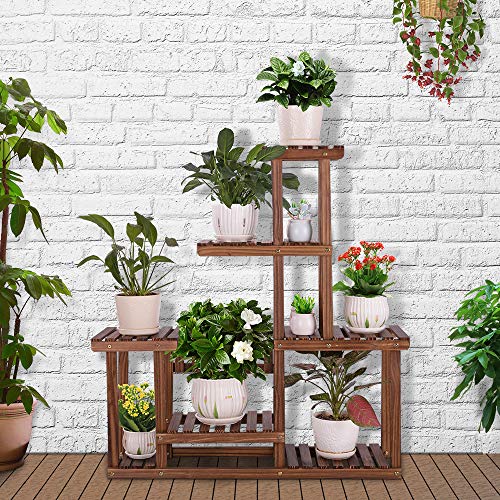 Wood Plant Stand Multi Tiered Corner Plant Shelf Holder