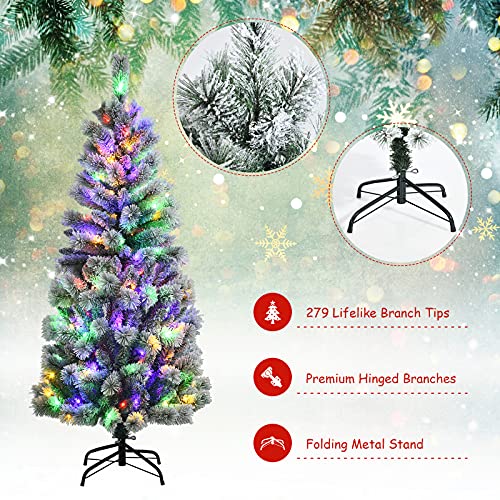 5f/6ft Pre-lit Snow Flocked Christmas Tree Decoration