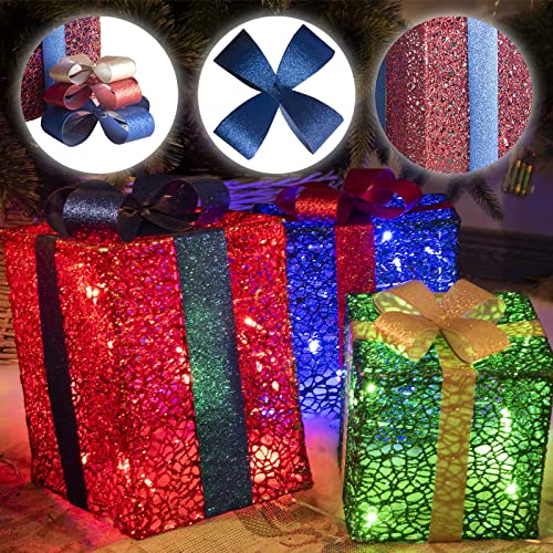 Christmas Lighted Gift Boxes, Set of 3