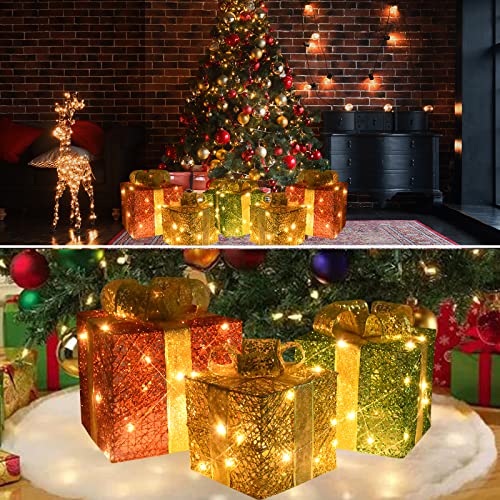 3pcs Lighted Gift Boxes Christmas Decorations