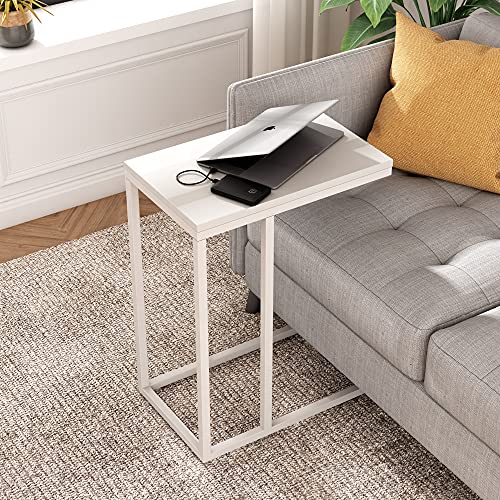 C Shaped End Table for Sofa Couch & Bed