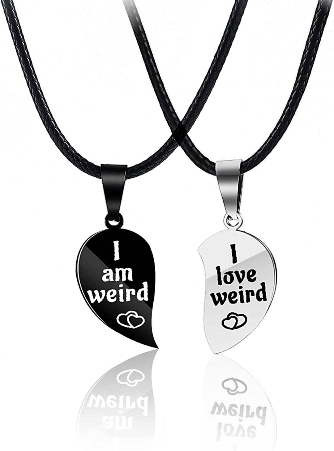 I Love Weird Broken Heart Puzzle Couple Friendship Necklace Set of 2  Best for Valentines Day Gift