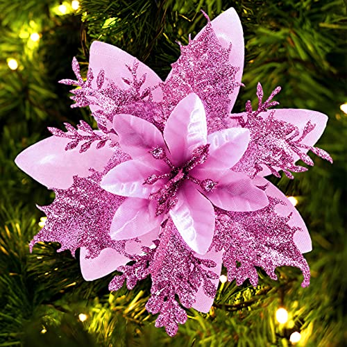 12Pcs Poinsettia Artificial Flowers for Christmas Ornaments