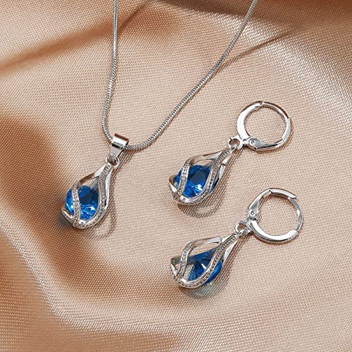 Silver Jewelry Sets for women  Crystal Bridal Accessories Necklace Earrings