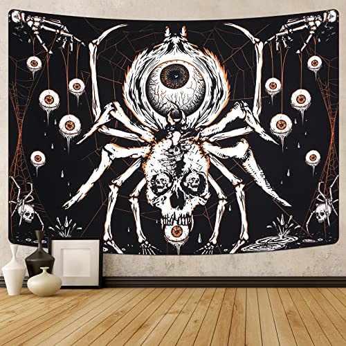 Boniboni Skull Tapestry Hippie Eyes Spider Skeleton Tapestry Wall Hanging for Room