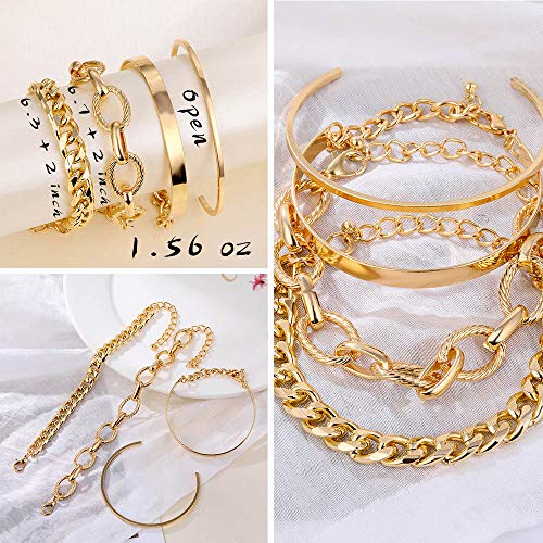 (24 PCS) Boho 14k Gold Plated Chain Bracelets Set for Women