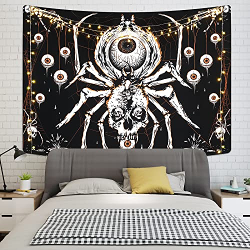 Boniboni Skull Tapestry Hippie Eyes Spider Skeleton Tapestry Wall Hanging for Room