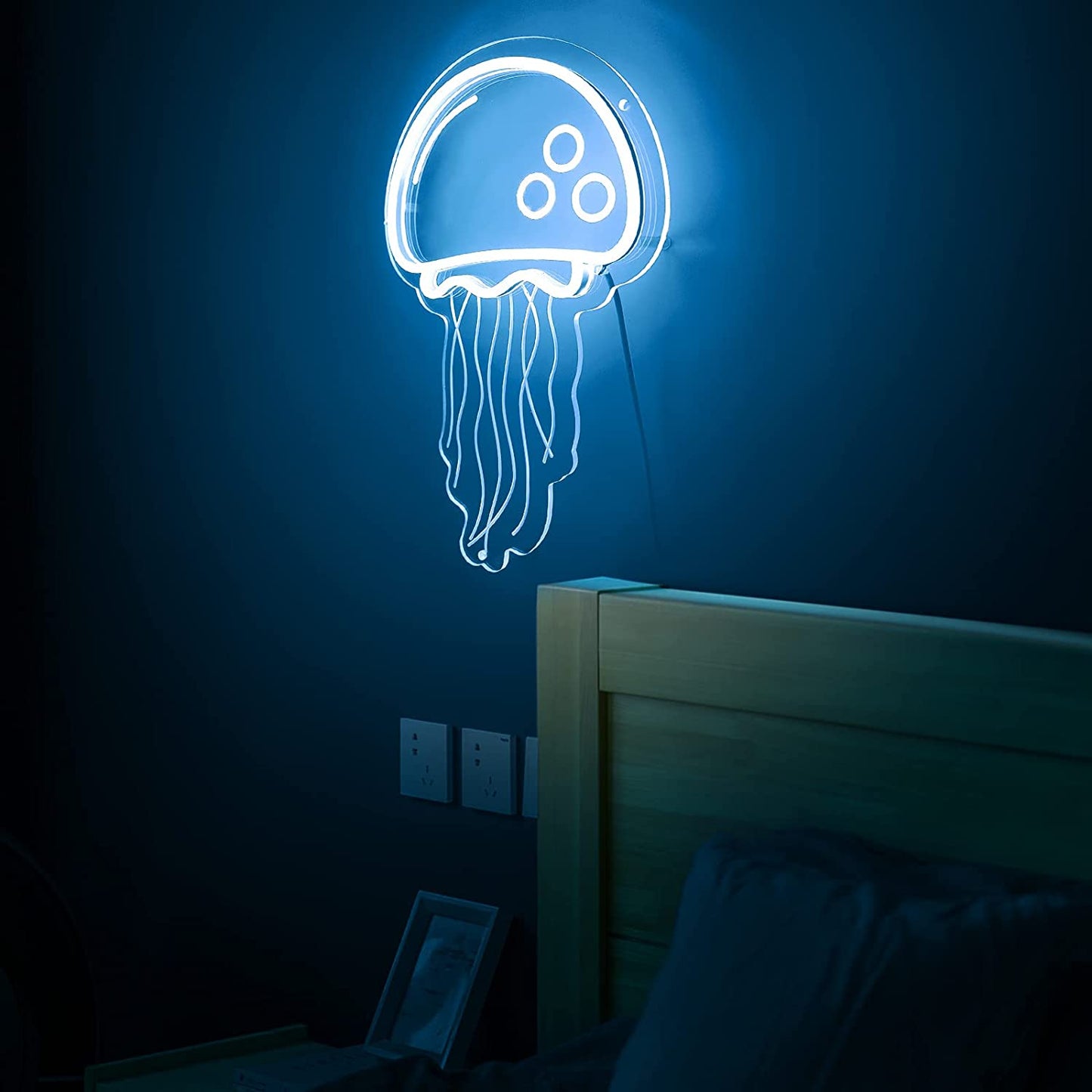 Ice Blue Jellyfish Neon Sign Wall Decoration