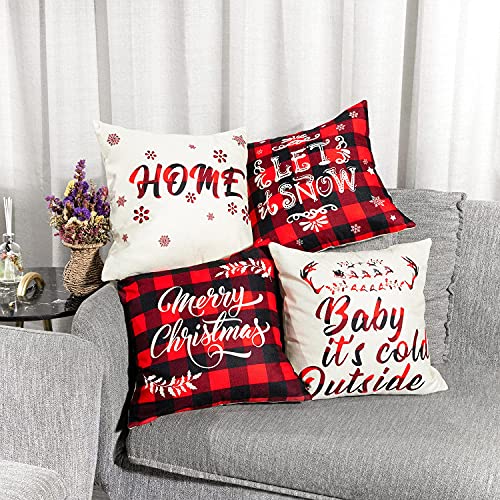 Set of 4  Christmas Throw Pillow Covers 18 x 18