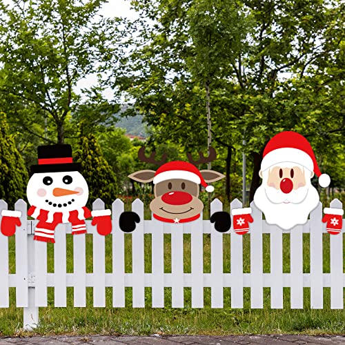 3 Pcs Christmas Fence Peeker Decoration