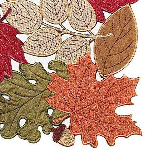 Fall Table Runner 54inches Long, Thanksgiving Harvest Cutwork Embroidered Table Runner 13in x 54in, Autumn Maple Leaves Table Decoration for Home Dining Kitchen Table