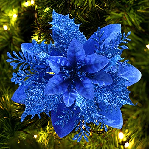 12Pcs Poinsettia Artificial Flowers for Christmas Ornaments