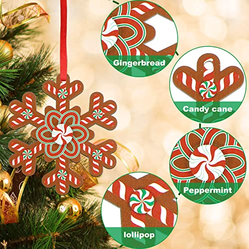 32" Wood 24 Pcs Christmas Snowflake Ornaments