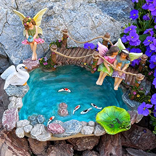 Fairy Garden Fish Pond Kit - Miniature Bridge Set of 6 pcs Fairy Garden Figurines & Accessorie