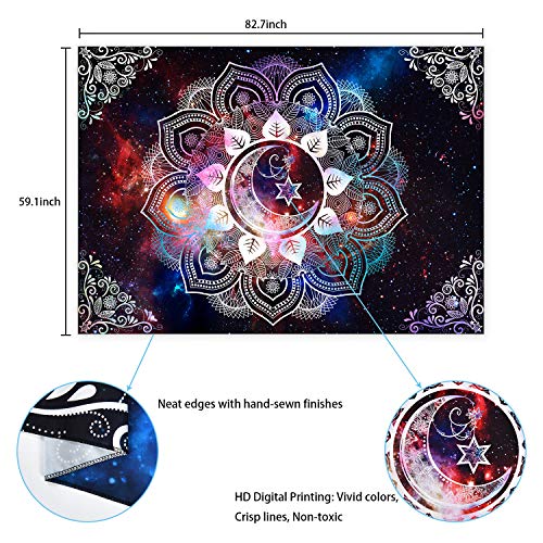 Moon Star Celestial Galaxy Starry Psychedelic Trippy Hippie Boho Mandala Tapestry