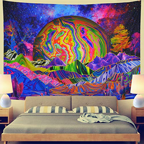 Psychedelic Mountain Galaxy Space Tapestry Colorful Trees Wall Decoration 59.1x51.2"