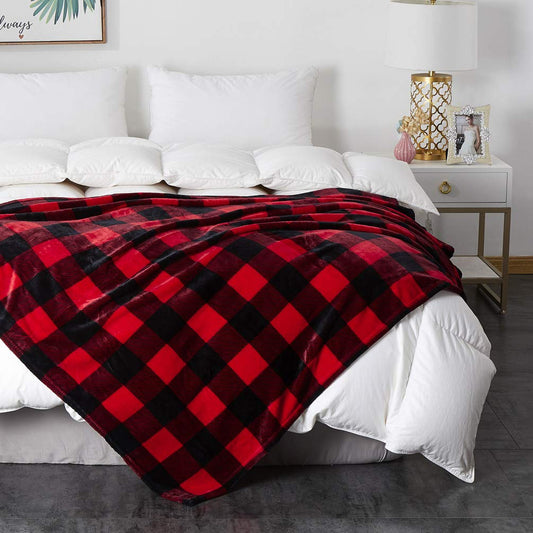 All Season Microfiber Velvet Super Luxury Lightweight Warm Soft and Cozy Plaid Throw Blanket