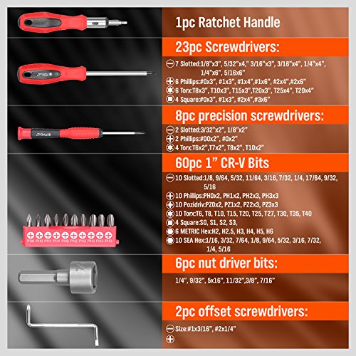 101-Piece Magnetic Screwdriver Set w/ Plastic Racking