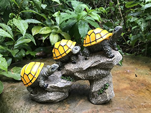 Solar Powered Turtles on Log Garden Accent Decor