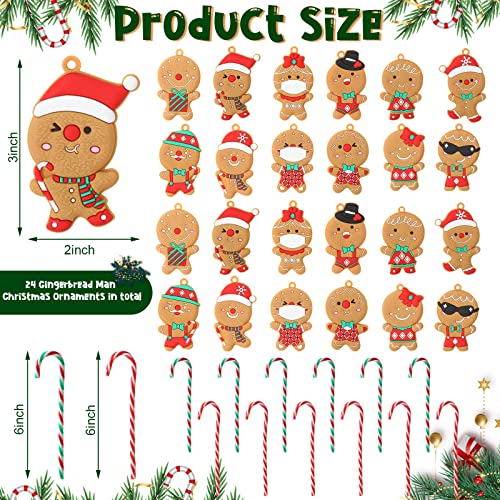 24 Pieces Gingerbread Man Christmas Ornament w/ 12 Pieces Christmas Candy Canes