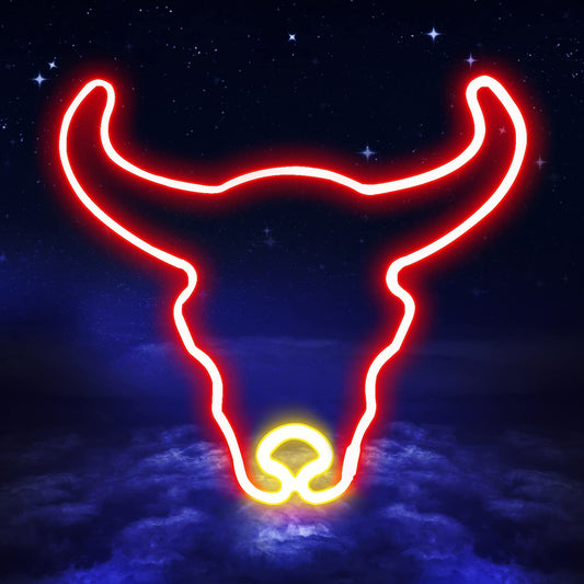 Red/Gold Cow Neon Sign for Wall Decoration USB/Battery Powered