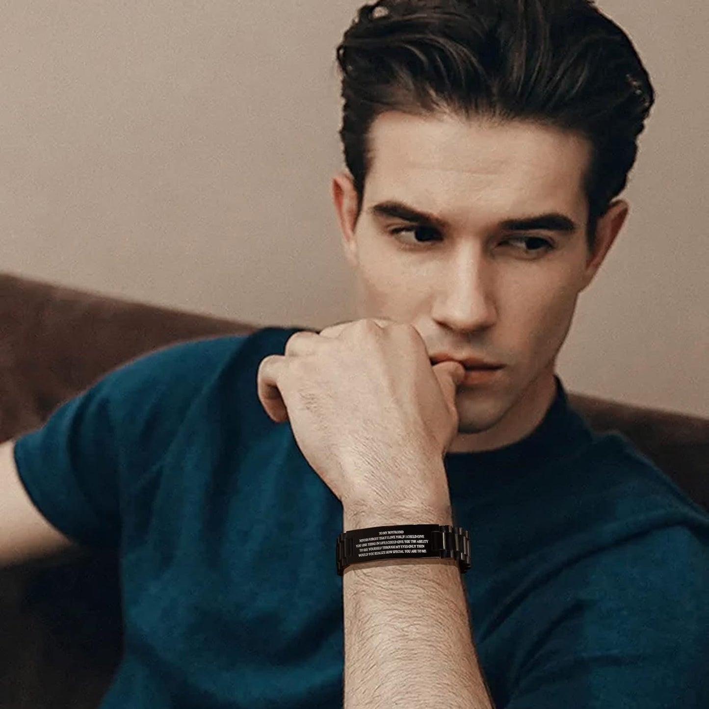 Engrave Love Quote Link Bracelet for Men