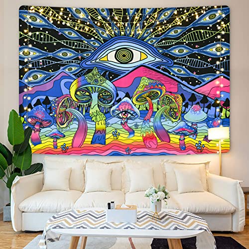 Trippy Mushroom Psychedelic Eyes Tapestries (51.2 x 59.1 inches)