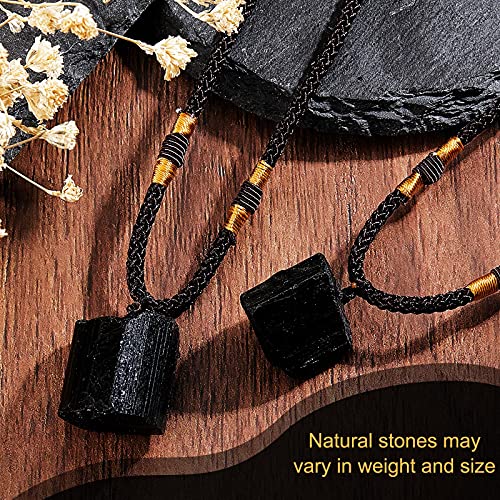 6 Pcs  Natural Black Tourmaline Necklace Amulet Crystal Healing Necklace