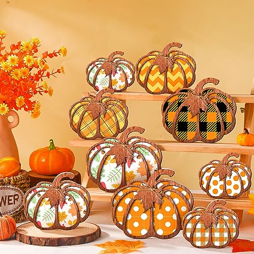 9 Pcs Halloween Wooden Ghost Table Sign Tiered Tray