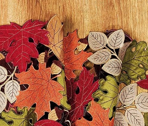 Fall Table Runner 54inches Long, Thanksgiving Harvest Cutwork Embroidered Table Runner 13in x 54in, Autumn Maple Leaves Table Decoration for Home Dining Kitchen Table