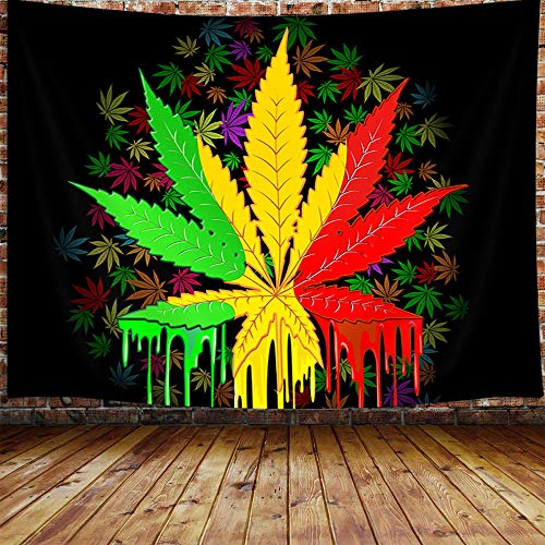 Psychedelic Rasta Tie Dye Special Plant Trippy Tapestry (60" W X 40" H)