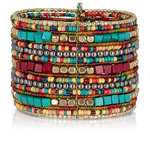 Bohemian Multi-Colored Beaded Cuff Bracelets for Women