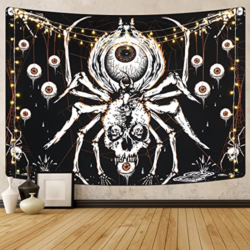 Boniboni Skull Tapestry Hippie Eyes Spider Skeleton Tapestry Wall Hanging for Room