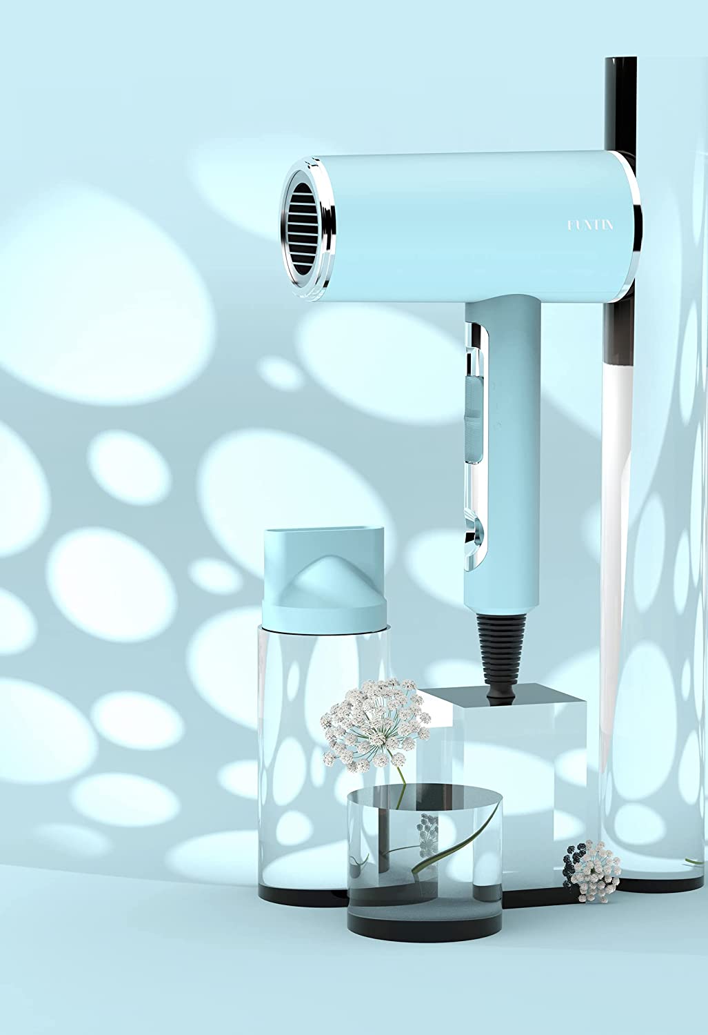 Hair Blow Dryer with Diffuser Brush Comb 1800W Full Accessories for Women Professional